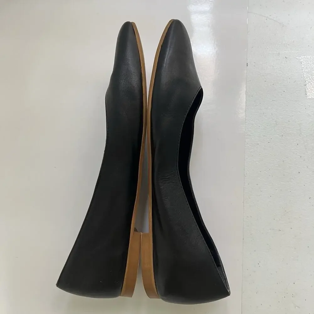 Coach And Four Women's Black Leather Ballet Flats Shoes Size 7.5 Made Italy